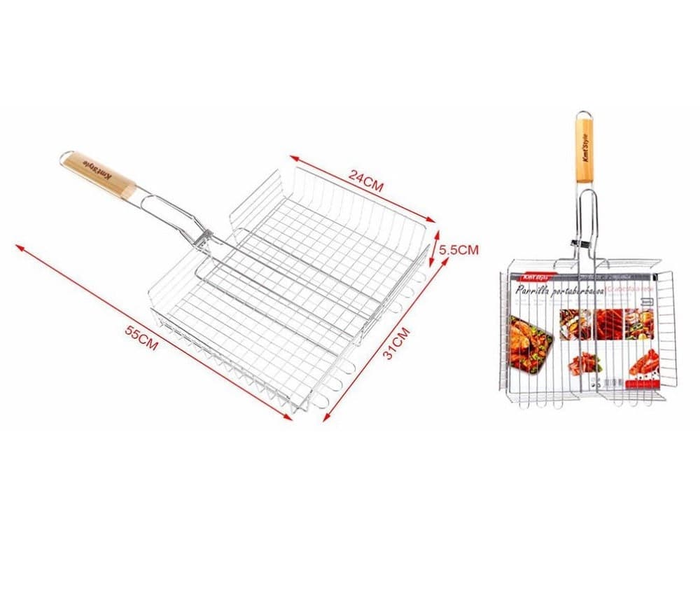 GRATICOLA A RETE PER GRIGLIATE 55X31X24XH5.5CM + MANICO GRIGLIA BARBECUE 2406341 - 2