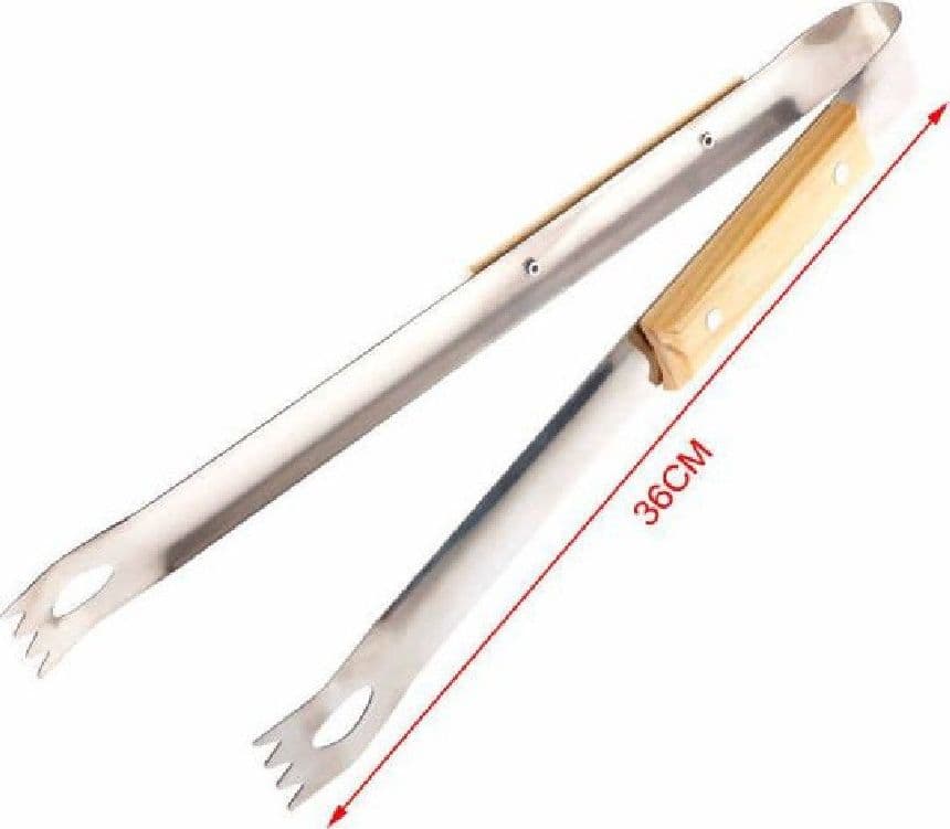 PINZA PER BARBECUE GRIGLIATE 36 CM CARNE PESCE VERDURE IN LEGNO ACCIAIO 2406329 - 2