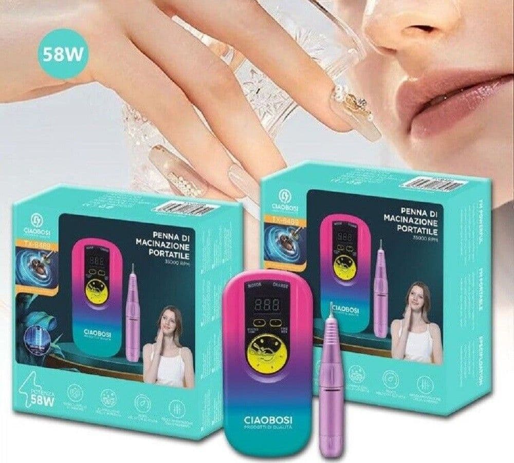 FRESA UNGHIE PORTATILE 35000GIRI RICARICABILE MANICURE PEDICURE NAIL 58W TX-8489 - 7