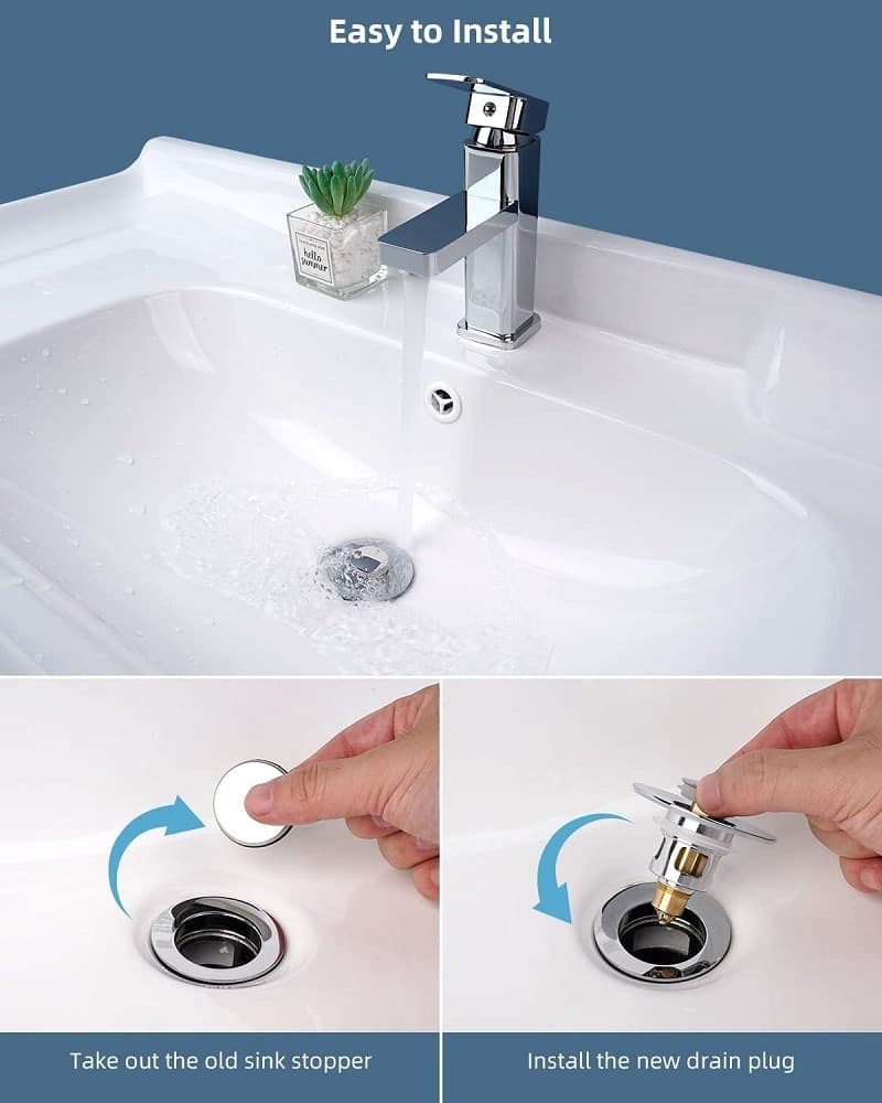 TAPPO POP UP PER PILETTA LAVANDINO BIDET LAVABO BAGNO FILTRO VALVOLA CLICK CLACK - 7