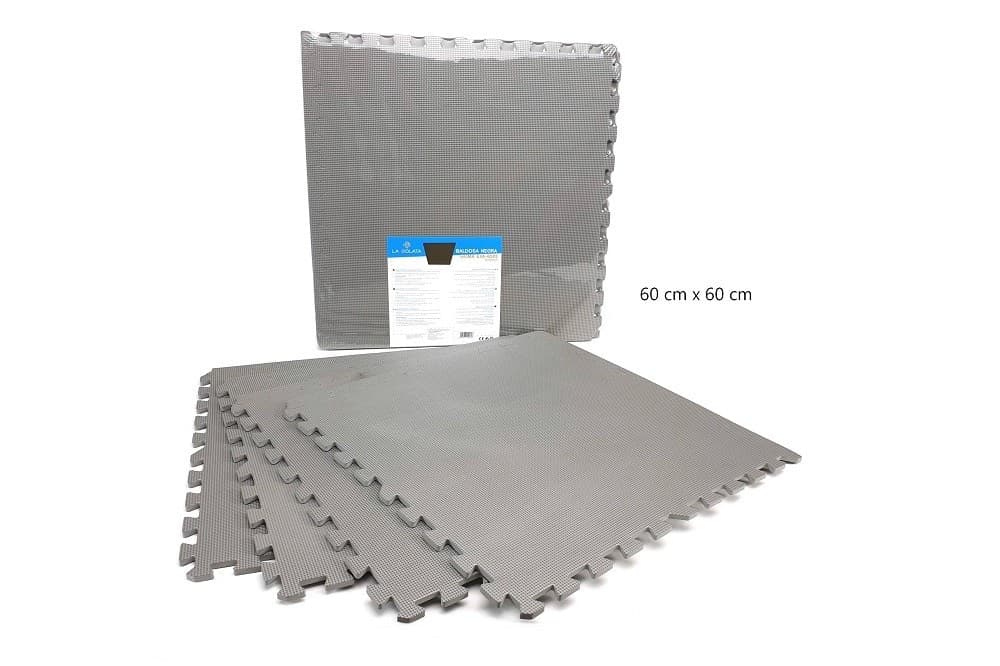 SET 4 PEZZI PIASTRELLA EVA COLORE GRIGIO 60X60 CM TAPPETO PUZZLE MULTIUSO 194702 - 2