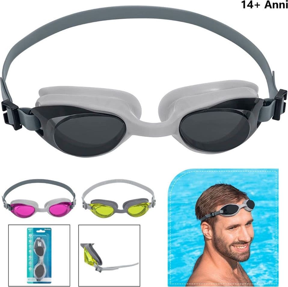 OCCHIALINI NUOTO PISCINA ACTIWEAR 14+ ANNI IN SILICONE 3 COLORI ASSORTITI 21051 - 21