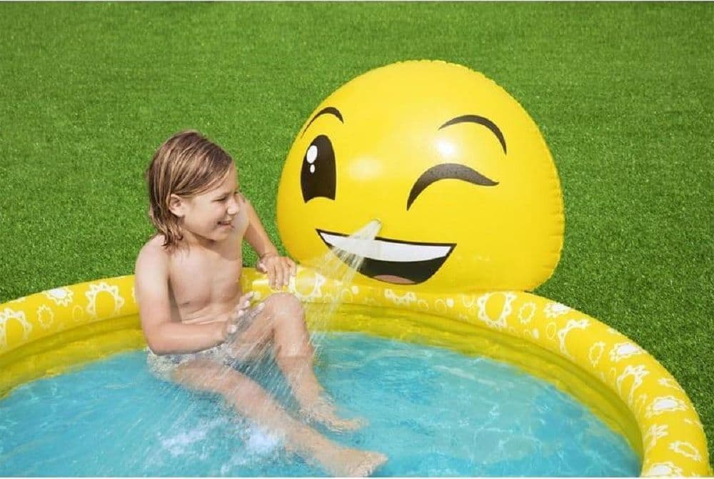 PISCINETTA PISCINA PER BAMBINI SMILE EMOTICON 165 X 144 X 69CM CON SPRUZZO 53081 - 4