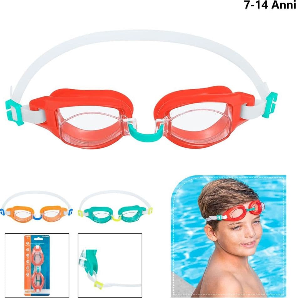 OCCHIALINI NUOTO MARE PISCINA PER BAMBINI 7-14 ANNI ANTIAPPANNAMENTO COLORI ASSORTITI 21049 - 18