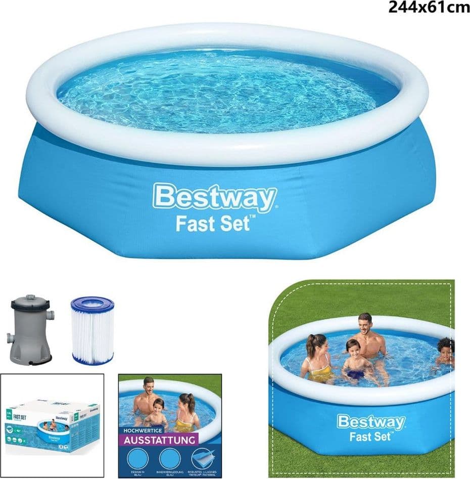 PISCINA FUORI TERRA ROTONDA GONFIABILE 244X61CM FAST SET CON POMPA FILTRO 57450 - 6