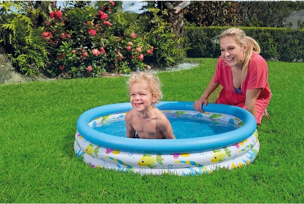 PISCINA A 3 ANELLI GONFIABILE ROTONDA 102X25CM PER BAMBINI +2 ANNI GIARDINO 51008 - 2