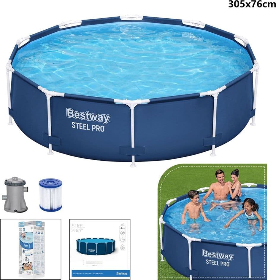 PISCINA FUORI TERRA STEEL PRO 305X76CM SET ROTONDA CON POMPA DI FILTRAGGIO 56679 - 11