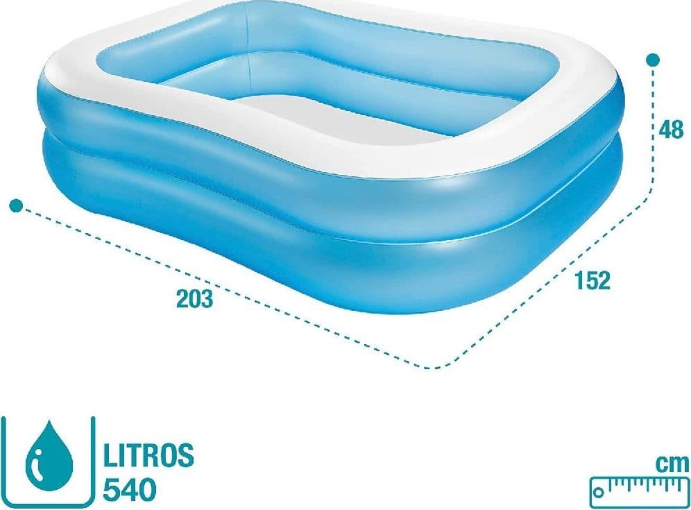 PISCINA RETTANGOLARE GONFIABILE FAMILY 2 ANELLI 203X152X48 CM 540LT ESTATE 57180 - 6