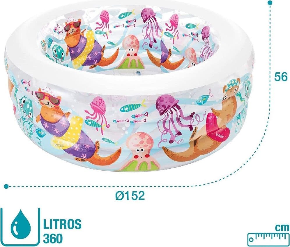 PISCINA BABY AQUARIUM GONFIABILE MULTICOLORE 152 X 56CM PER BAMBINI ESTATE 58480 - 6