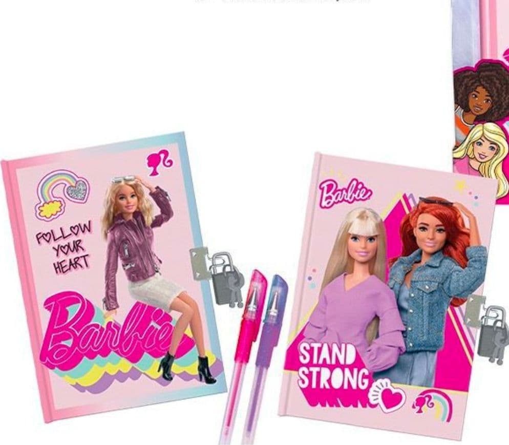 SET DIARI SEGRETI BARBIE CON LUCCHETTO E CHIAVI PENNE GEL GLITTERATE COLORATE - 2