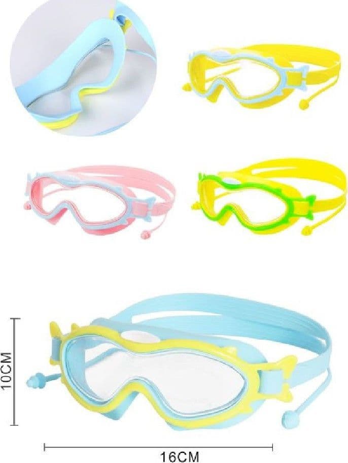 MASCHERA OCCHIALINI CON TAPPI DA NUOTO PISCINA ESTATE 16X10CM VARI COLORI 605426 - 5