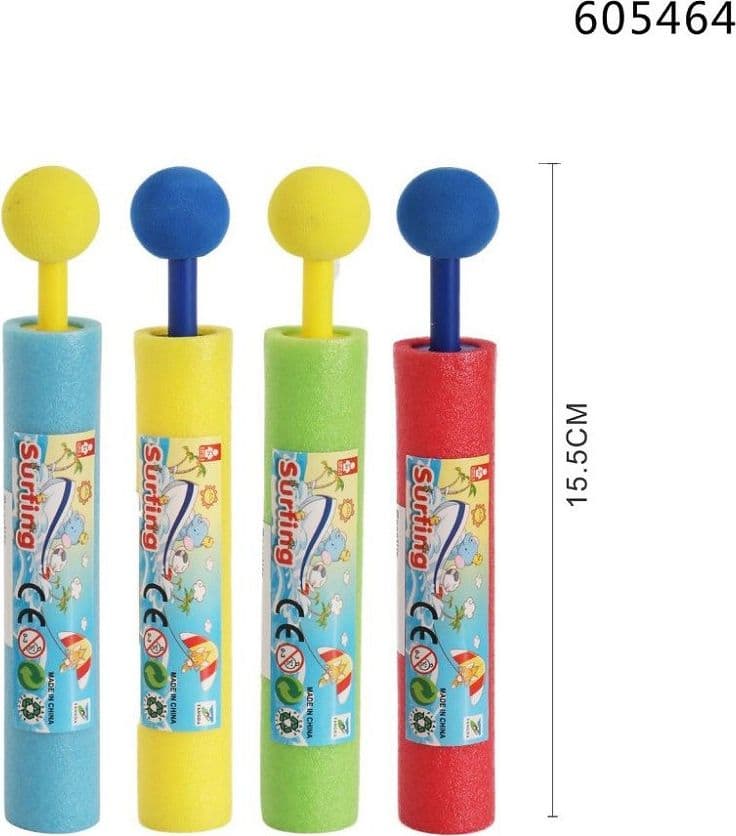 PISTOLA AD ACQUA TUBO 15.5CM MANICO A POMELLO BAMBINI SCHIUMA GIOCO ESTATE 605464 - 3