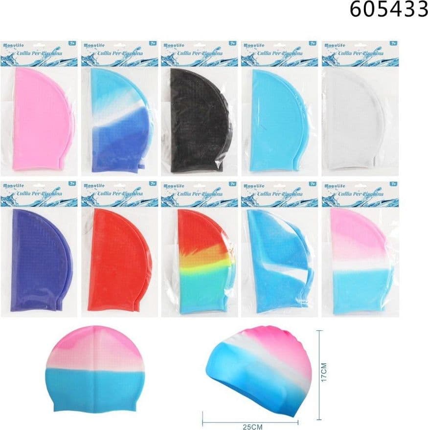 CUFFIA NUOTO PER PISCINA ESTATE IN SILICONE UNISEX COLORI MISTI 25X17CM 605433 - 4