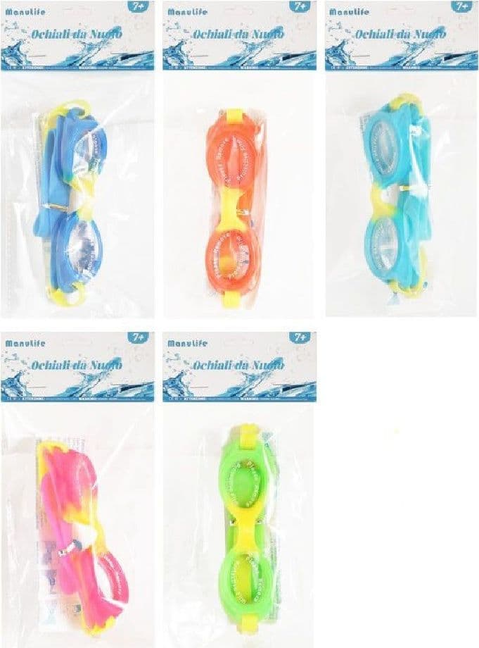 OCCHIALINI DA NUOTO PISCINA MARE ESTATE PER BAMBINI 16CM VARIE COLORAZIONI 605428 - 5