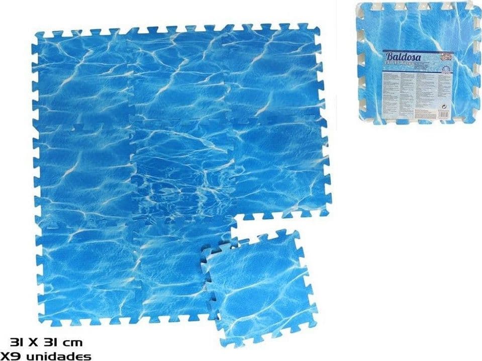 SET 9 PZ PIASTRELLA DESIGN ACQUA 31X31X1CM PUZZLE EVA PISCINA PROTEZIONE 980197 - 2