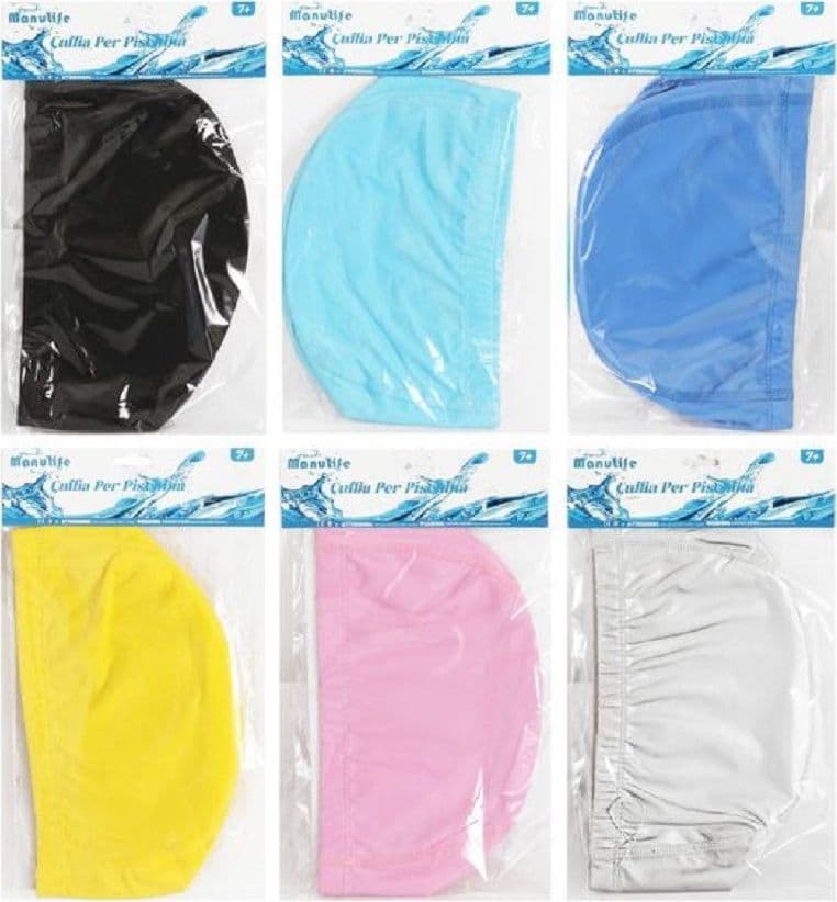 CUFFIA PISCINA MARE NUOTO TESSUTO RIVESTITO SILICONE TINTA UNITA 25X17CM 605436 - 4