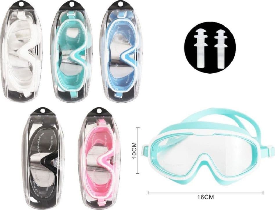 MASCHERA OCCHIALINI TAPPI NUOTO MARE SPIAGGIA ESTATE 16X10CM VARI COLORI 605423 - 5