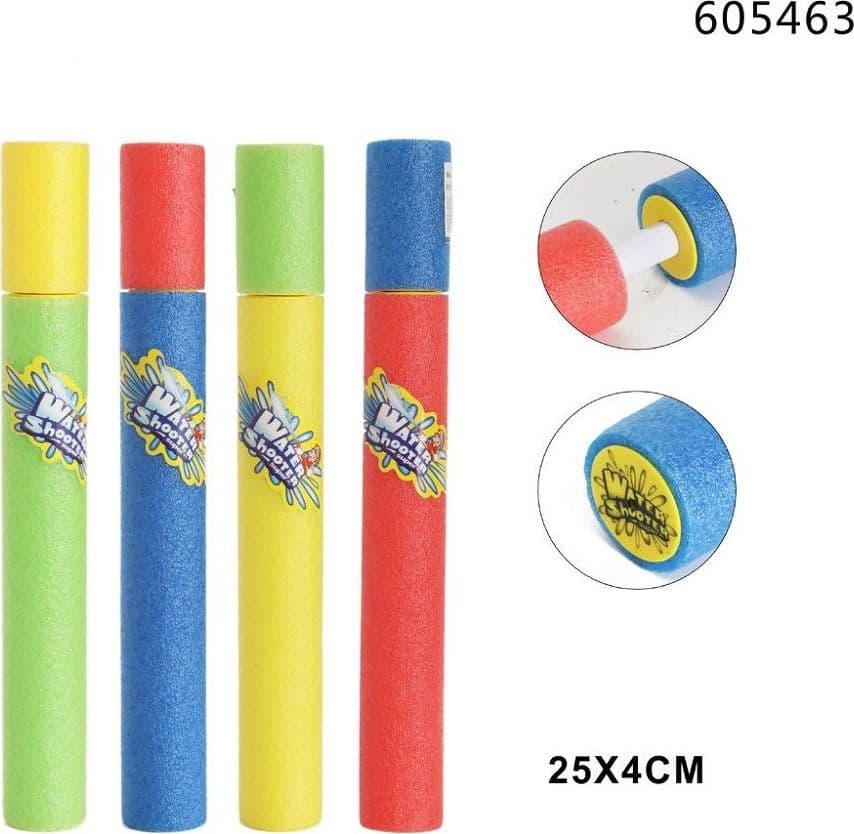 PISTOLA AD ACQUA 25X4CM TUBO SPARATUTTO IN SCHIUMA GIOCO ESTIVO SPIAGGIA 605463 - 3