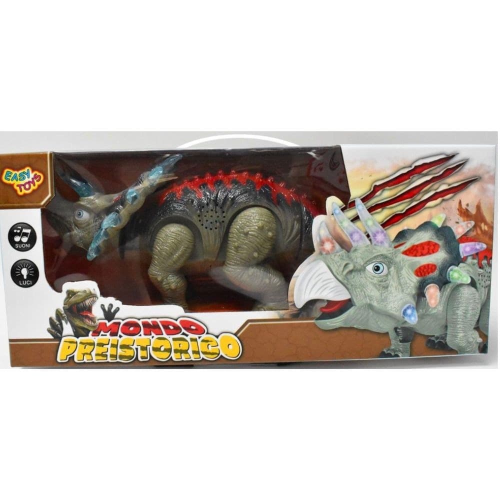 TRICERATOPO DINOSAURO GIOCATTOLO MONDO PREISTORICO PER BAMBINI 3+ LUCI E SUONI