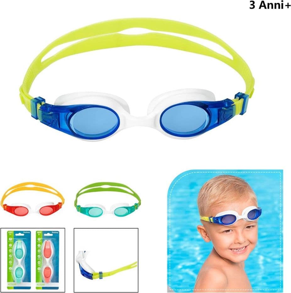 OCCHIALINI DA NUOTO WAVE 3-6 ANNI IN SILICONE CON PROTEZIONE UV 3 COLORI 21062 - 10