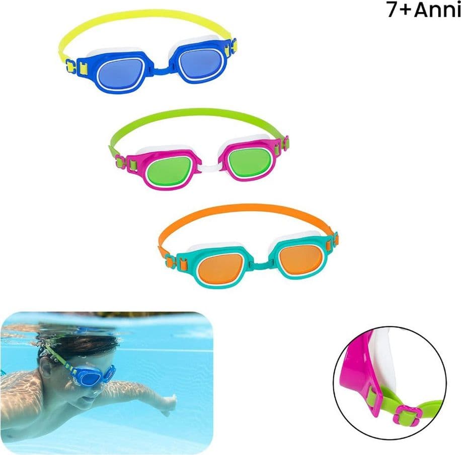 OCCHIALINI DA NUOTO PER BAMBINI LIL' CHAMP 7-14 ANNI IN SILICONE 3 COLORI 21003 - 21