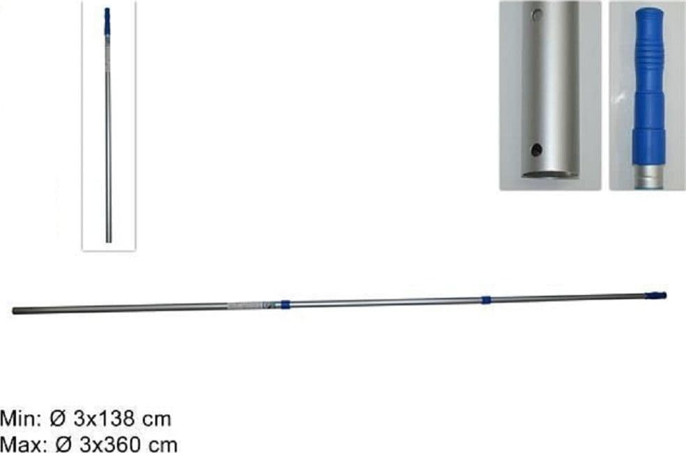 ASTA TELESCOPICA ATTACCO UNIVERSALE A 2 SEZIONI DA 360CM RETINO ASPIRATORI 58279 - 5