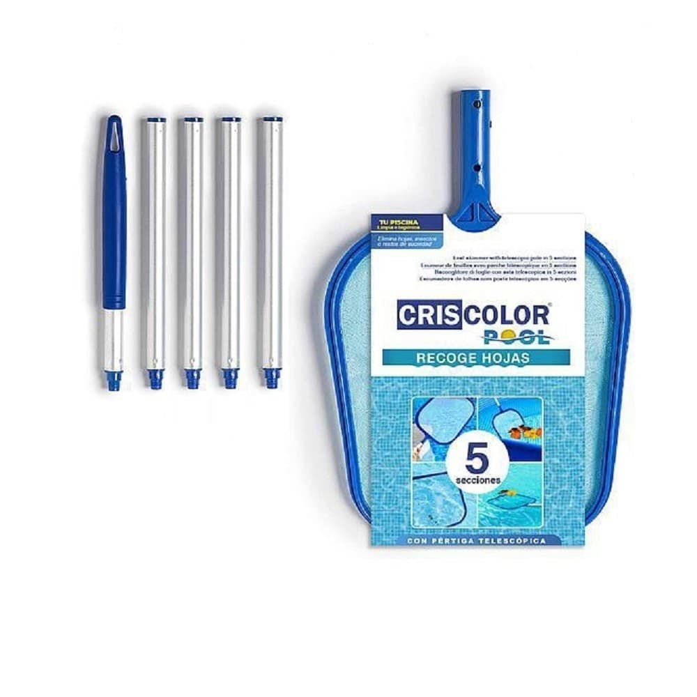 RETINO PIATTO CON ASTA TELESCOPICA 153 CM A 5 SEZIONI PER PULIZIA PISCINA 42390