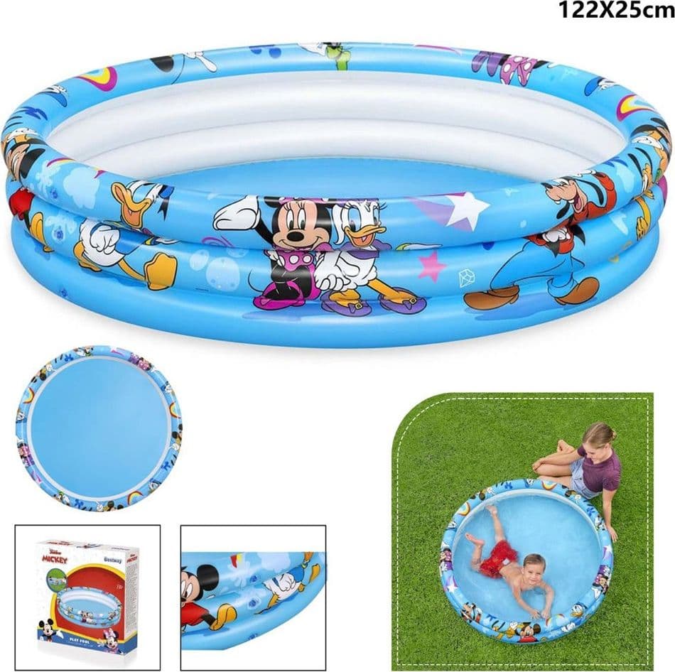 PISCINA GONFIABILE 3 ANELLI 122 X 25 CM TOPOLINO MICKEY MOUSE PER BAMBINI 91007 - 11