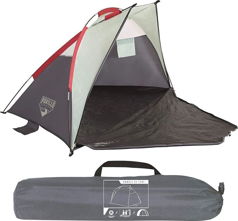 TENDA DA SPIAGGIA RAMBLE 2 ADULTI 200X100X100CM CON TASCHE BORSA TRASPORTO 68001 - 5