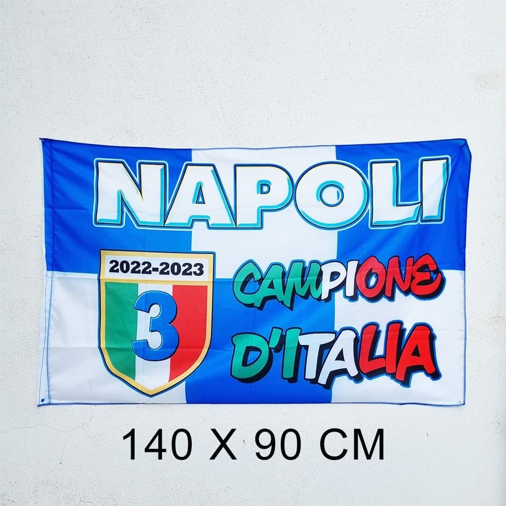 BANDIERA CELEBRATIVA DELLA FESTA TERZO SCUDETTO CALCIO NAPOLI CAMPIONE D'ITALIA - 3