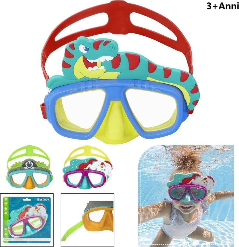 MASCHERA SUBACQUEA PER BAMBINI CON ANIMALETTI 3+ ANNI 3 FANTASIE ASSORTITE 22064 - 10