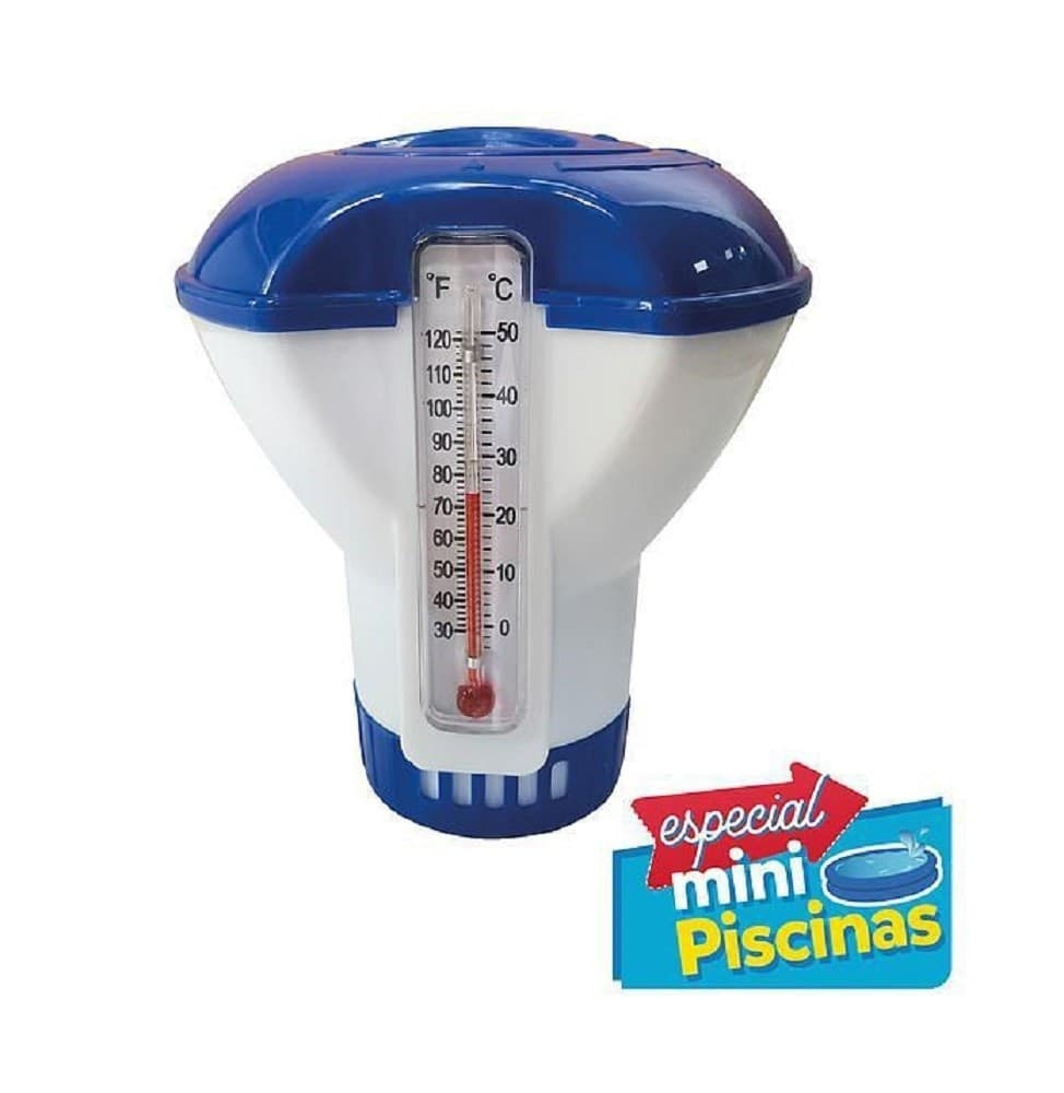 DISPENSER DOSATORE CLORO CON TERMOMETRO PASTIGLIE MINI PISCINA REGOLABILE 42404 - 2