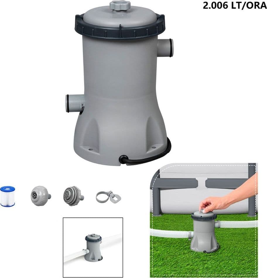 POMPA FILTRO A CARTUCCIA TIPO II DA 2.006LT/H 29W PER PISCINE FUORI TERRA 58383 - 12