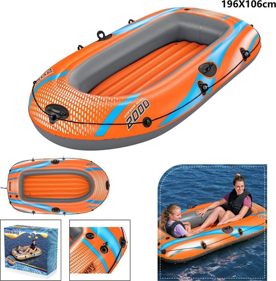 CANOTTO GONFIABILE KONDOR ELITE 2000 196X106CM GOMMONE 2 PERSONE MAX 120KG 61139 - 12