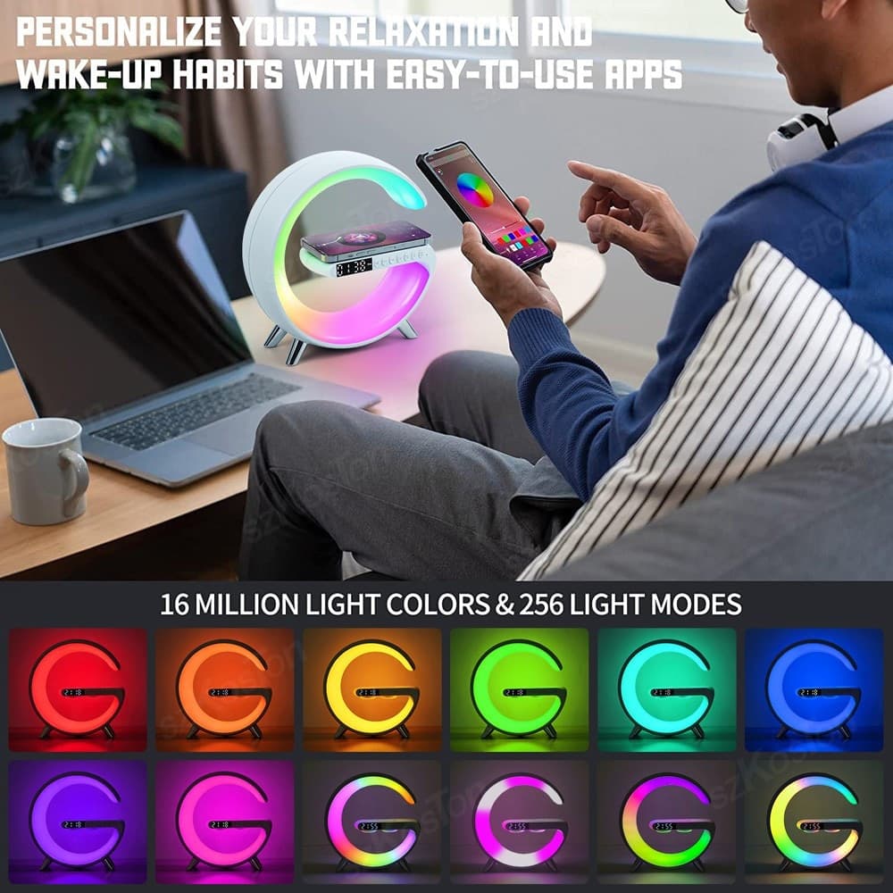 LAMPADA LED CARICABATTERIA WIRELESS CASSA SPEAKER BLUETOOTH MUSICA ALTOPARLANTE - 4