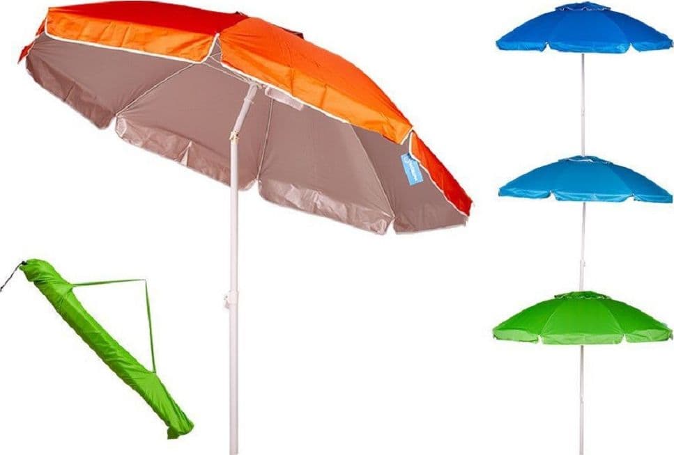 OMBRELLONE MARE 240CM CON SNODO PALO ACCIAIO CON SACCA COLORI ASSORTITI 4096260 - 2