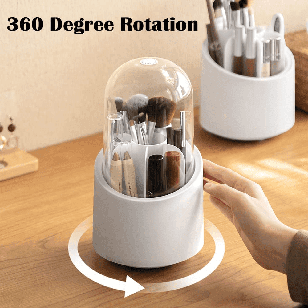 ORGANIZER PORTA TRUCCO ANTI POLVERE MAKE UP TAZZA ROTANTE 360° IMPERMEABILE - 3