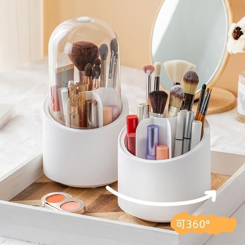 ORGANIZER PORTA TRUCCO ANTI POLVERE MAKE UP TAZZA ROTANTE 360° IMPERMEABILE - 6