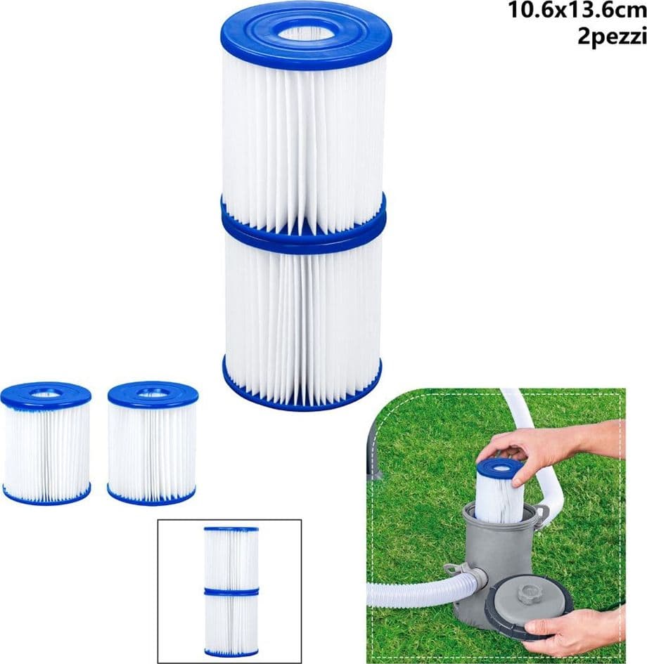 SET 2PZ FILTRO CARTUCCIA II PER POMPE DA 2.006/3.028 LT/H RICAMBIO PISCINA 58094 - 8