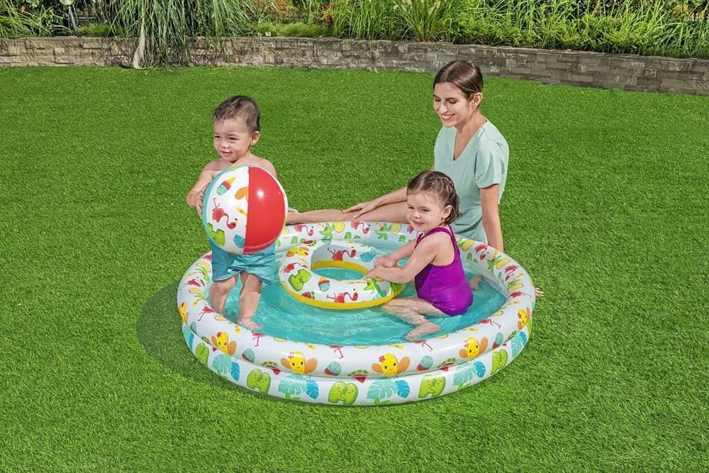 SET PISCINA GONFIABILE A 2 ANELLI PER BAMBINI 122X20 CM CON PALLA SALVAGENTE 51124 - 12