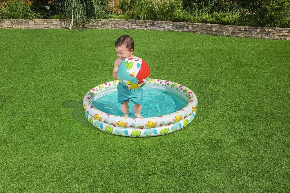 SET PISCINA GONFIABILE A 2 ANELLI PER BAMBINI 122X20 CM CON PALLA SALVAGENTE 51124 - 14
