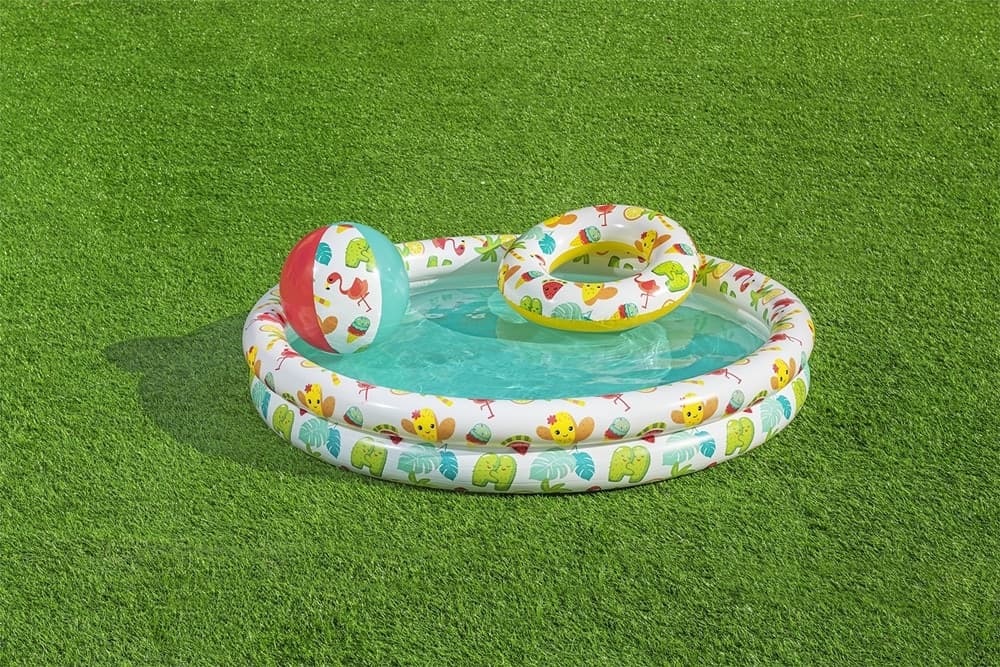 SET PISCINA GONFIABILE A 2 ANELLI PER BAMBINI 122X20 CM CON PALLA SALVAGENTE 51124 - 15