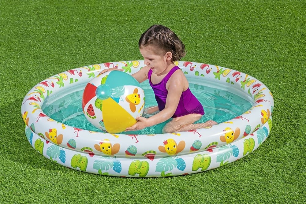SET PISCINA GONFIABILE A 2 ANELLI PER BAMBINI 122X20 CM CON PALLA SALVAGENTE 51124 - 10