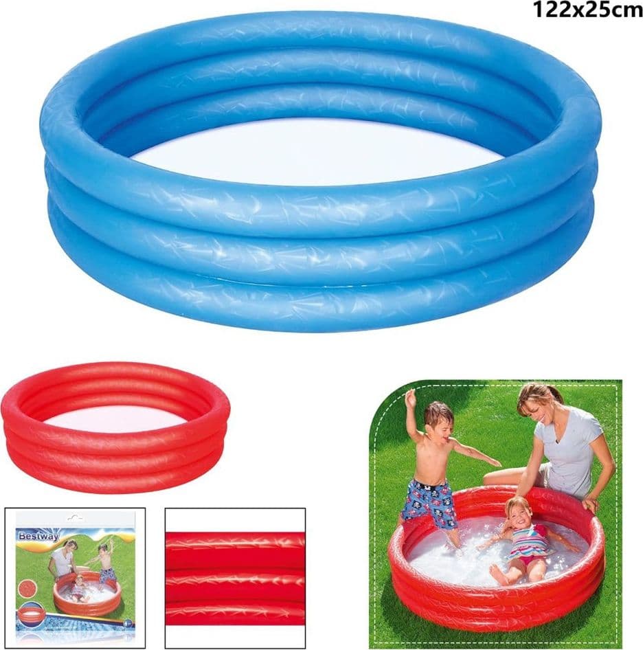 PISCINA GONFIABILE 122X25CM TINTA UNITA EFFETTO GHIACCIO 3 ANELLI GIARDINO 51025 - 11