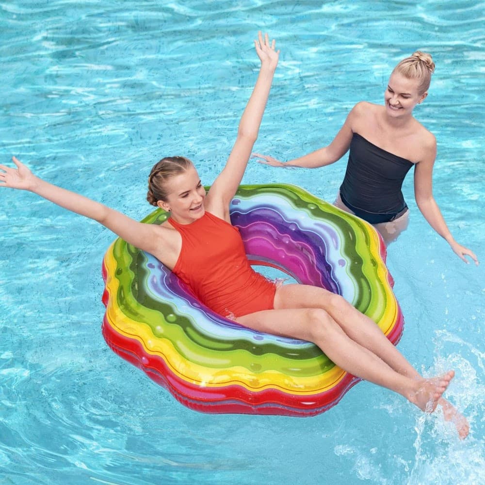 SALVAGENTE CIAMBELLA GONFIABILE RAINBOW ARCOBALENO PISCINA NUOTO MARE 115 CM 36163 - 5