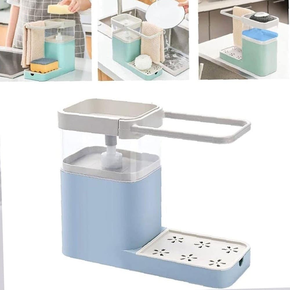 DISPENSER PORTA SAPONE LIQUIDO DOSATORE ORGANIZER PER LAVELLO LAVABO 21x12x25x9 - 4