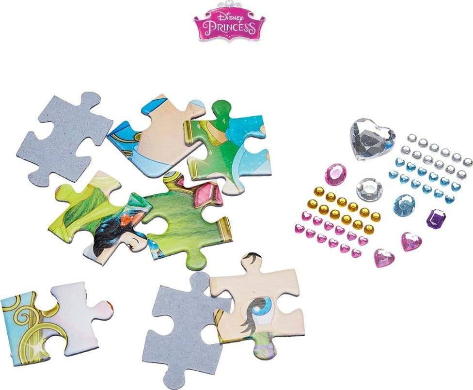 PUZZLE PRINCIPESSE DISNEY SUPERCOLOR 100 PEZZI CON GEMME ADESIVE GIOCO BIMBE 6+ - 2