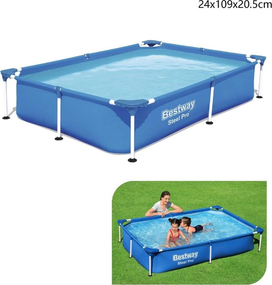 PISCINA CON BORDI RETTANGOLARE 1200 LT FUORI TERRA STEEL PRO 221X150X43CM 56401 - 7