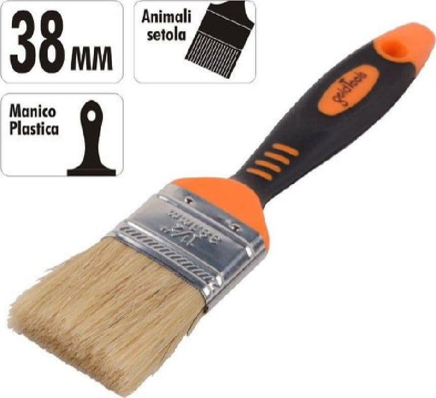 PENNELLO PIATTO 1.5" 38MM SETOLE MORBIDE PITTURA VERNICE MANICO ANTISCIVOLO 90276 - 2