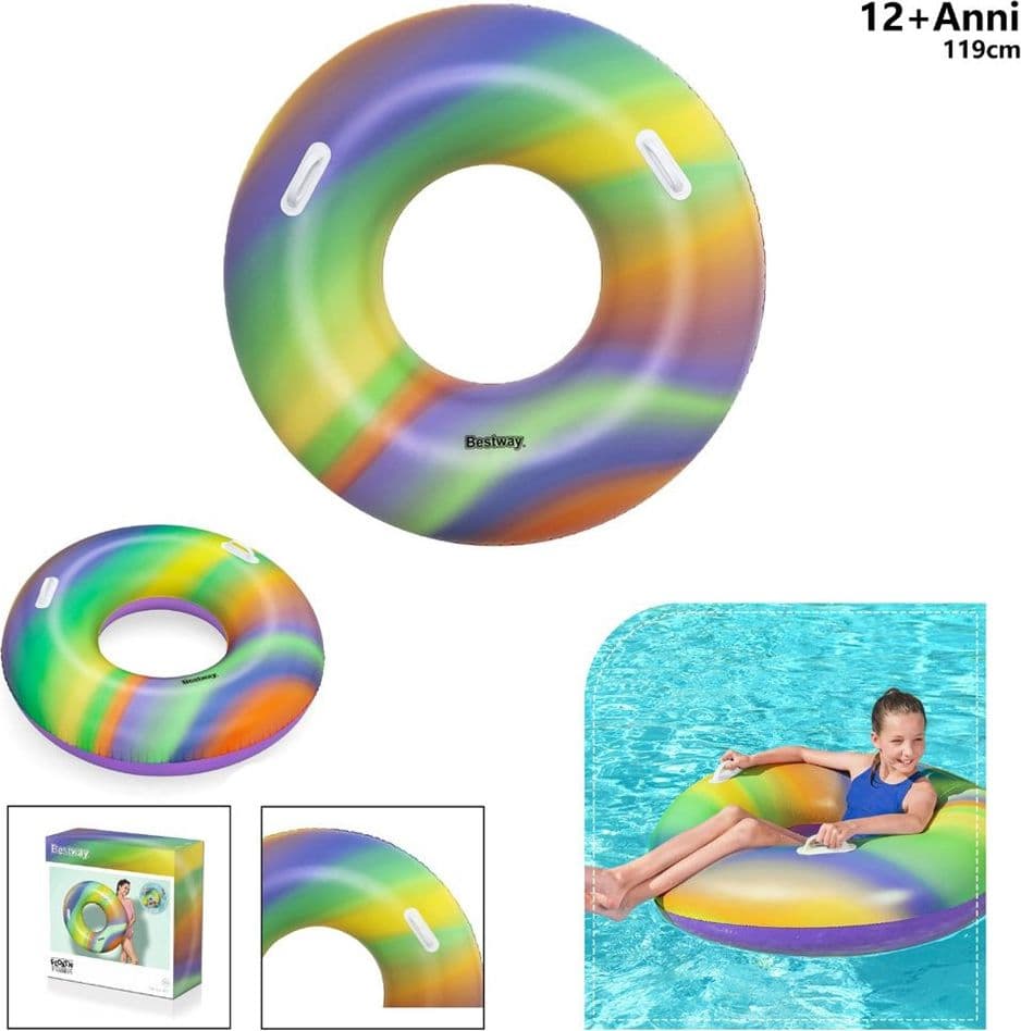 SALVAGENTE FASHION RAINBOW STAMPA MULTICOLORE 119 CM CON MANIGLIE PISCINA 36352 - 14